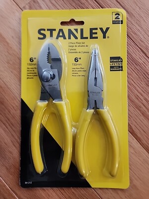 2 Pc Stanley Tools Pliers Set Slip Joint & Needlenose Set 6  -  New