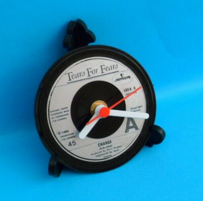 TEARS FOR FEARS CLOCK Side Table Desk Top Upcycled Vinyl Record Hit Single 4''