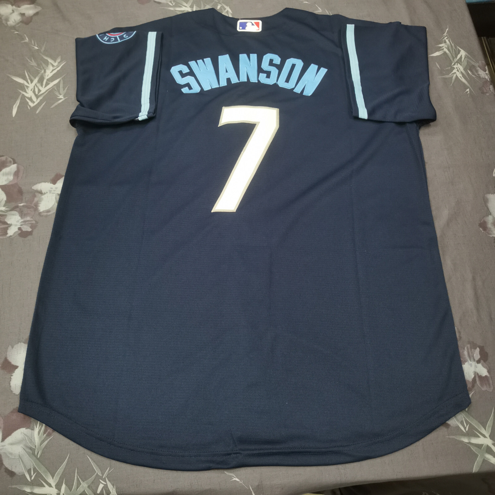 Dansby Swanson #7 Chicago Cubs City Connect Navy Cool Base Jersey