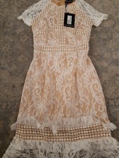 Pretty Little Thing White Frill Dress Bodycom. Size 6