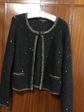 Great Plains Black Sequinned Knitted Evening Jacket M.