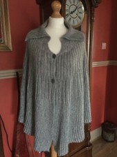 Stunning Sunray Cape Cardigan Cloak Wool Cashmere Mix Shawl Jacket F/s Osfa