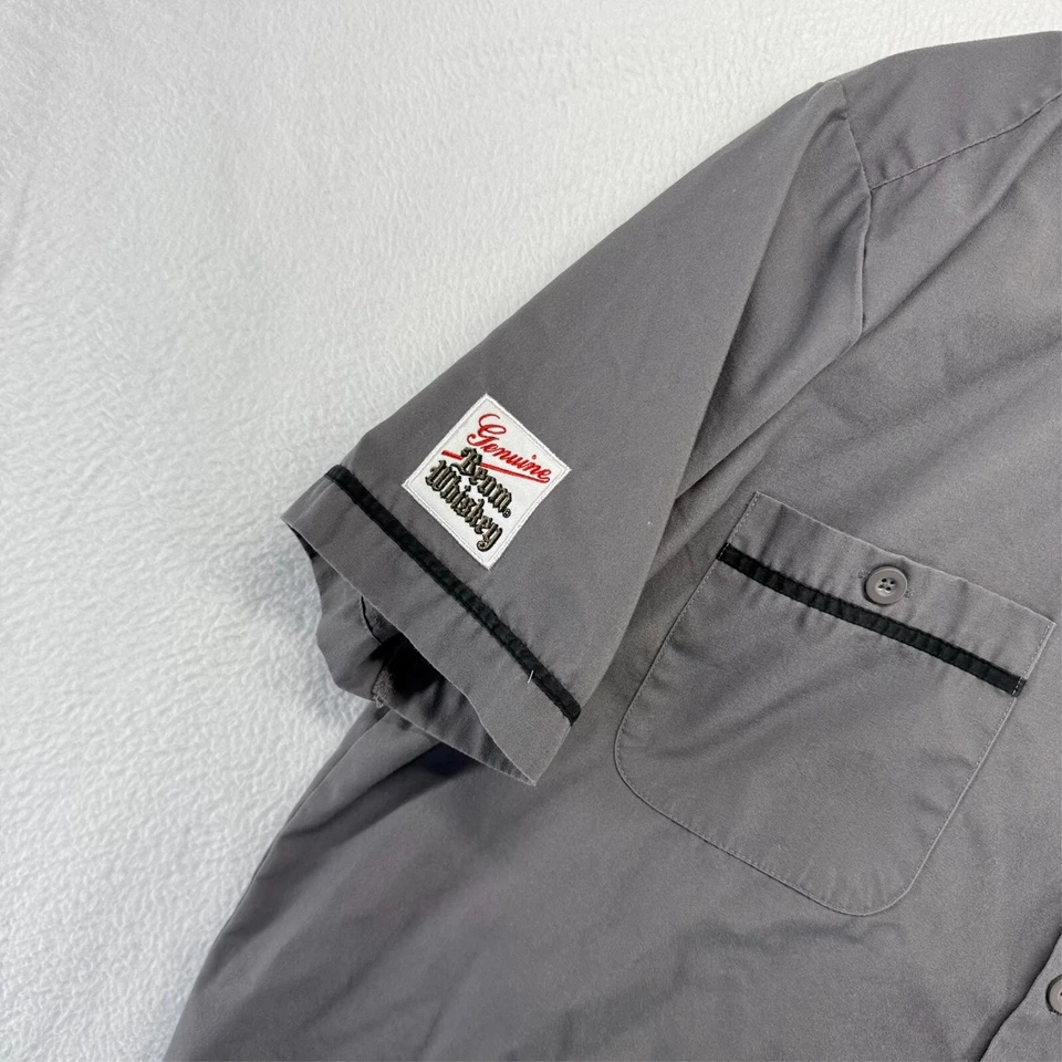 Camisa Jim Beam masculina cinza média uísque mecânica patches bordado logotipo de trabalho - Imagem 4 de 4
