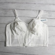 Carnival Vintage Women's White Bra Size 40D Full Figure Longline Bustier Corset