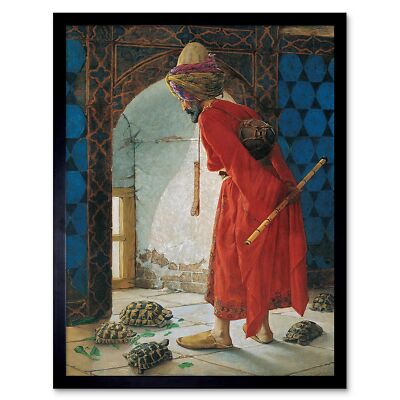 Osman Hamdi Bey Schildkröte Trainer Altmeister Gemälde 12 x 16 Zoll gerahmter Kunstdruck