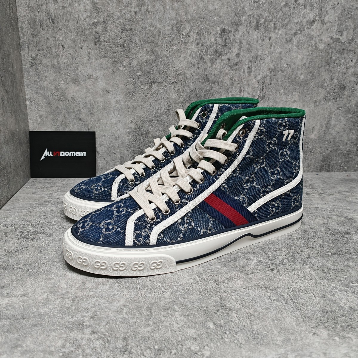 Level SS/New - Gucci Tennis 1977 High 'Denim' 625807 2KQ90