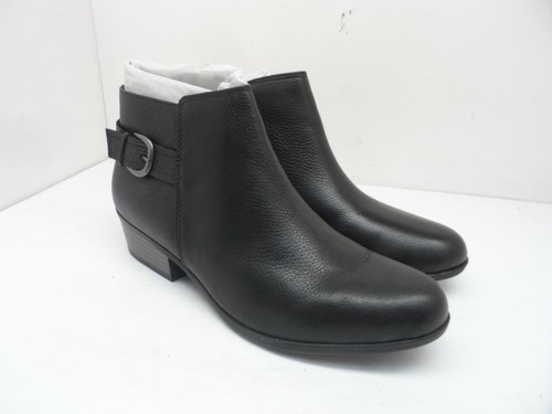 Clarks Mujer addiy Kara correa al tobillo Botines Negro Cuero Volteado  Talla 12M | eBay