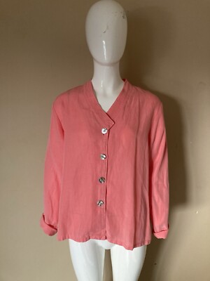 TSD Two Star Dog Peach Colored Tencell & Linen Blouse Sz Small Made In USA