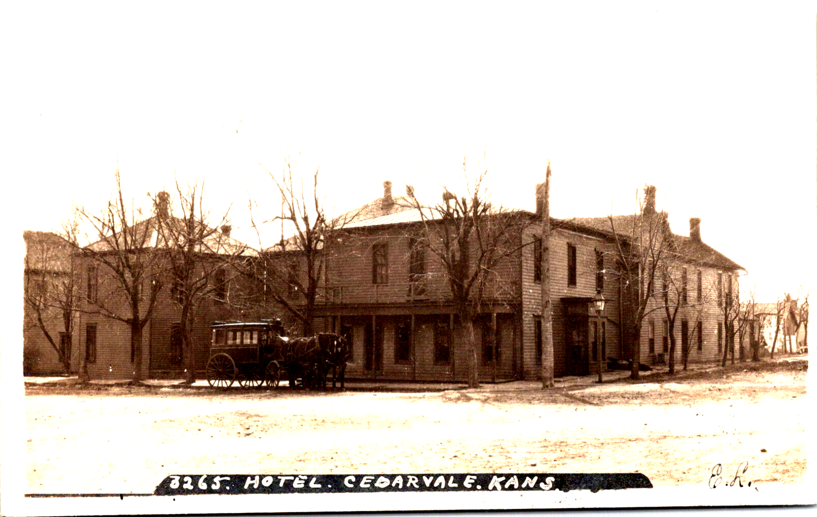Real Photo RPPC Postcard Cedarvale Kansas KS. 8265 Hotel by J. Bowers