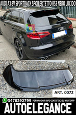 0072 ALETTONE RS3 SPOILER POSTERIORE AUDI A3 8V SPORTBACK 2012-2018 NERO LUCIDO