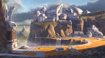 Landscape oleksii shuhurov fantasy art architecture Custom Gaming Mat Desk