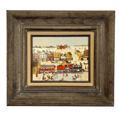 Vtg NYC EXPRESS by R. Smith Original Pencil Signed Mixed Media on Canvas 8x10
