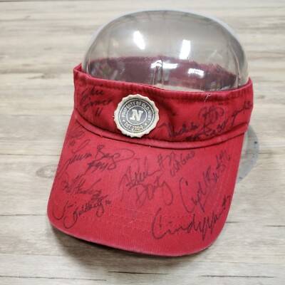 2004 USA Softball Team Signed Visor Hat Cap Old Navy Red Strap Back