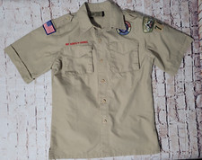Boy Scout BSA, Official Uniform Shirt, Youth Large, Cotton Blend, Patches Sewn