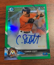 2018 Bowman Draft CDA-CSC Connor Scott Green Chrome Refractor Auto 65/99 Miami 