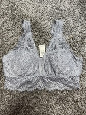 NWT Aerie Lace Padded Bralette, Gray, Medium
