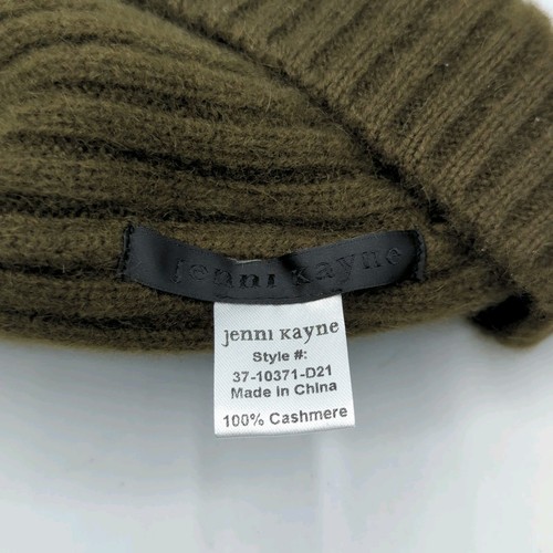 Jenni Kayne Damen Strick 100% Kaschmir Beanie Mütze Olivgrün One Size - Bild 7 von 8