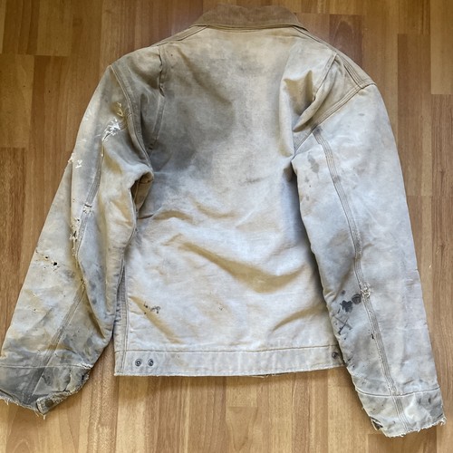 Vintage 80s Carhartt Detroit Jacket 6BLJ Distressed Blanket Lined Size 42 Tall - Bild 6 von 10
