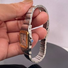 Cartier Santos Galbée 18k Gold Bezel Quartz Ladies Watch $7500 Retail / 1567 4