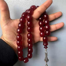 German Faturan Misbaha - 115g Deep Cherry Red - 16mm Beads - Turkish Design
