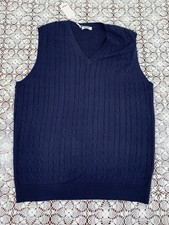 COOFANDY Men's Sweater Vest V Neck Slim Fit Cable Knitted Sleeveless Pullover L