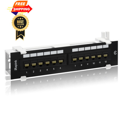 Rapink Patch Panel 12 Port Cat6 10G Support, Network 12Port, Golden