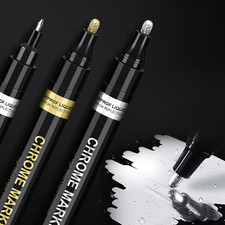 3Pcs Liquid Chrome Marker Paint Markers, Chrome Paint Pen for Most Surfaces, Mir