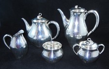 Reed & Barton Americana 5 Pc Silver Plate Tea Set Service w/ Waste Bowl Vtg