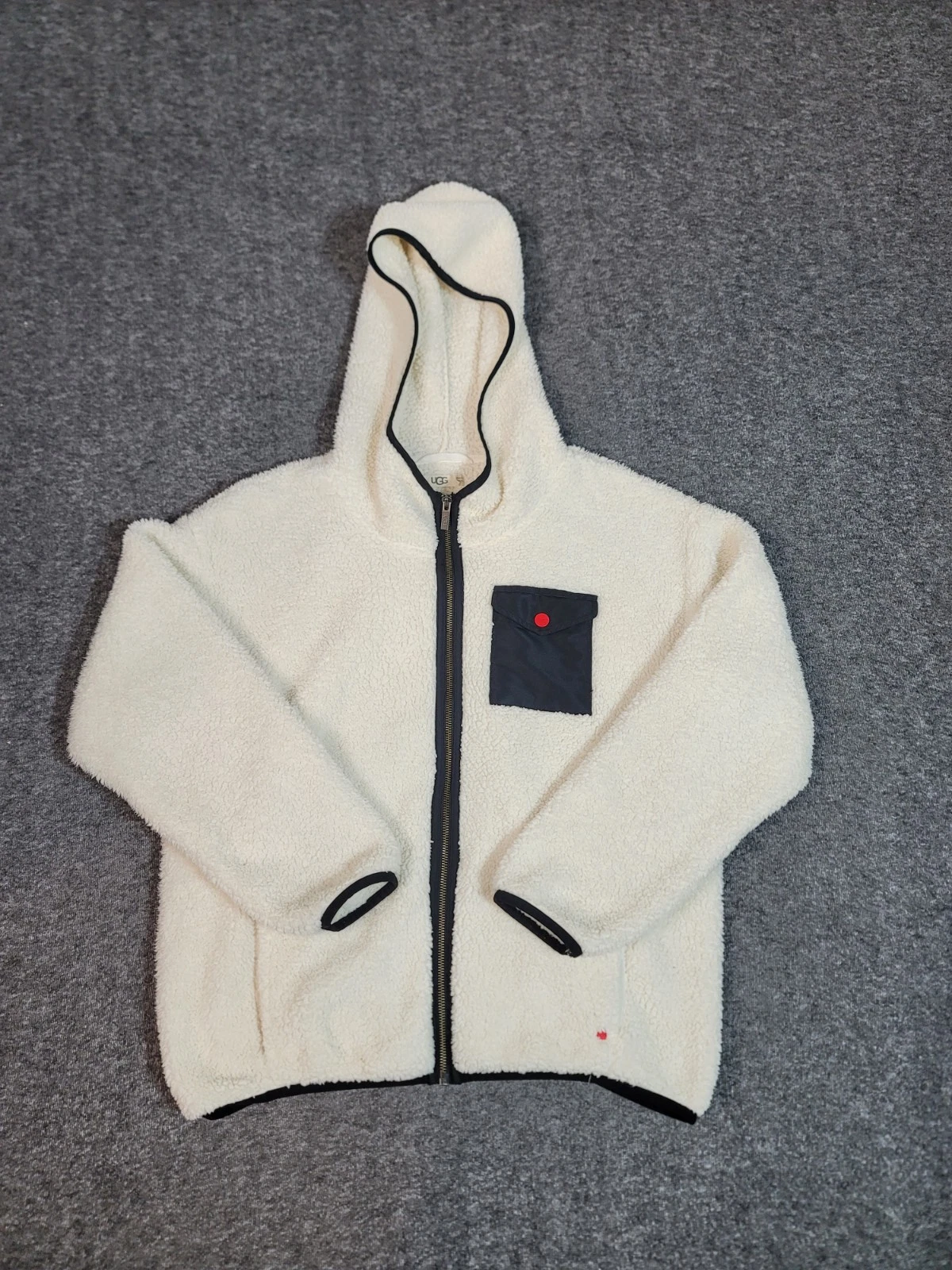 OFF WHITE Felpa donna con cappuccio Ugg Kadence taglia S beige sherpa giacca full zip