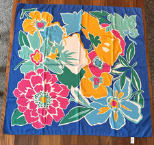 Vintage Italy Floral Scarf Large 34  Multicolor Bold Print Polyester Satin Feel
