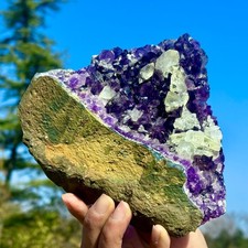 2.44LB Natural Amethyst geode quartz cluster crystal specimen Healing