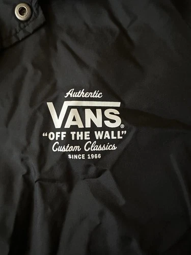 VANS Off The Wall Custom Classics Coach Windbreaker Jacket Black Snap SizeM NWOT image 5