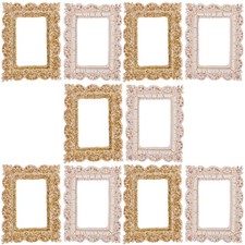10 Pcs Mini Picture Frames Resin Tiny Vintage Photo Frame Ornaments for