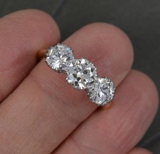 Antique 2.75ct Diamond 18ct Gold and Platinum Trilogy Engagement Ring