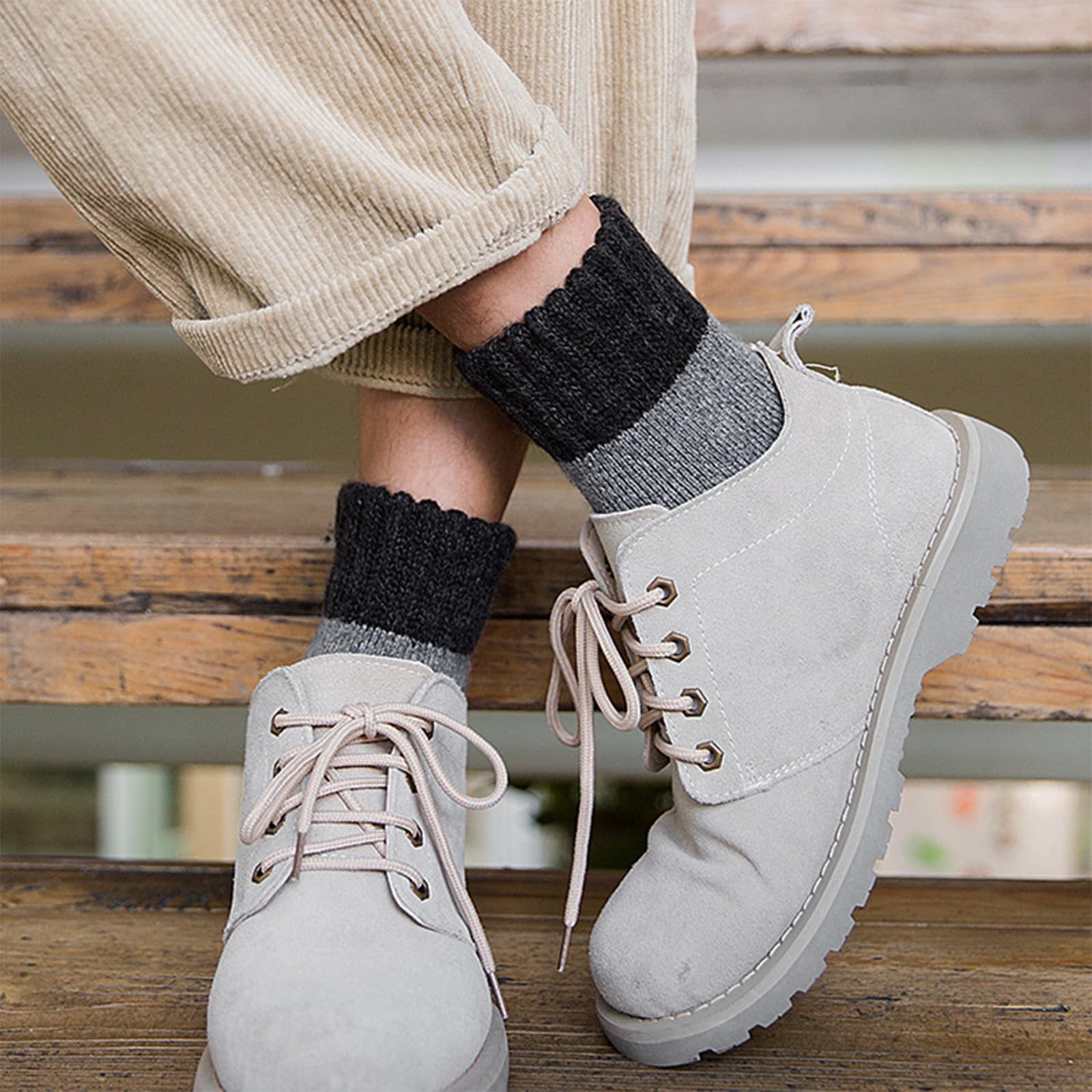 SALOMON 5 Paia Calzini Uomo Lana Spessi Caldi Invernali Termici Escursionismo Morbidi Stivali Accoglienti Si...