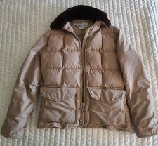 Vtg Puffer Jacket Brown Beige Goose Down USA Made 70s 80s Men Med