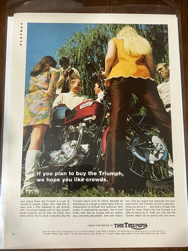 Vintage 1969 Magazine Print Ad TRIUMPH  MOTORCYCLE Advertising