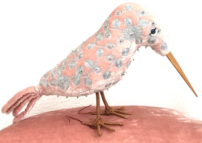 Kingfisher New Rose Silver Silk Velvet Embroidered Anke Drechsel Eisvogel Kissen