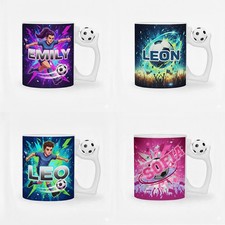 Personalisierte Fußball Tasse mit Namen - Motiv Kicker & Drehbarer Ball