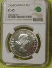 1964 CANADA SILVER $1 DOLLAR..NGC PL-65