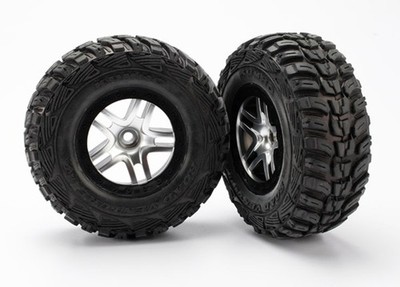 Traxxas Slash 2WD VXL OBA * 2 KUMHO S1 TIRES W/SPLIT-SPOKE SATIN CHROME WHEELS *