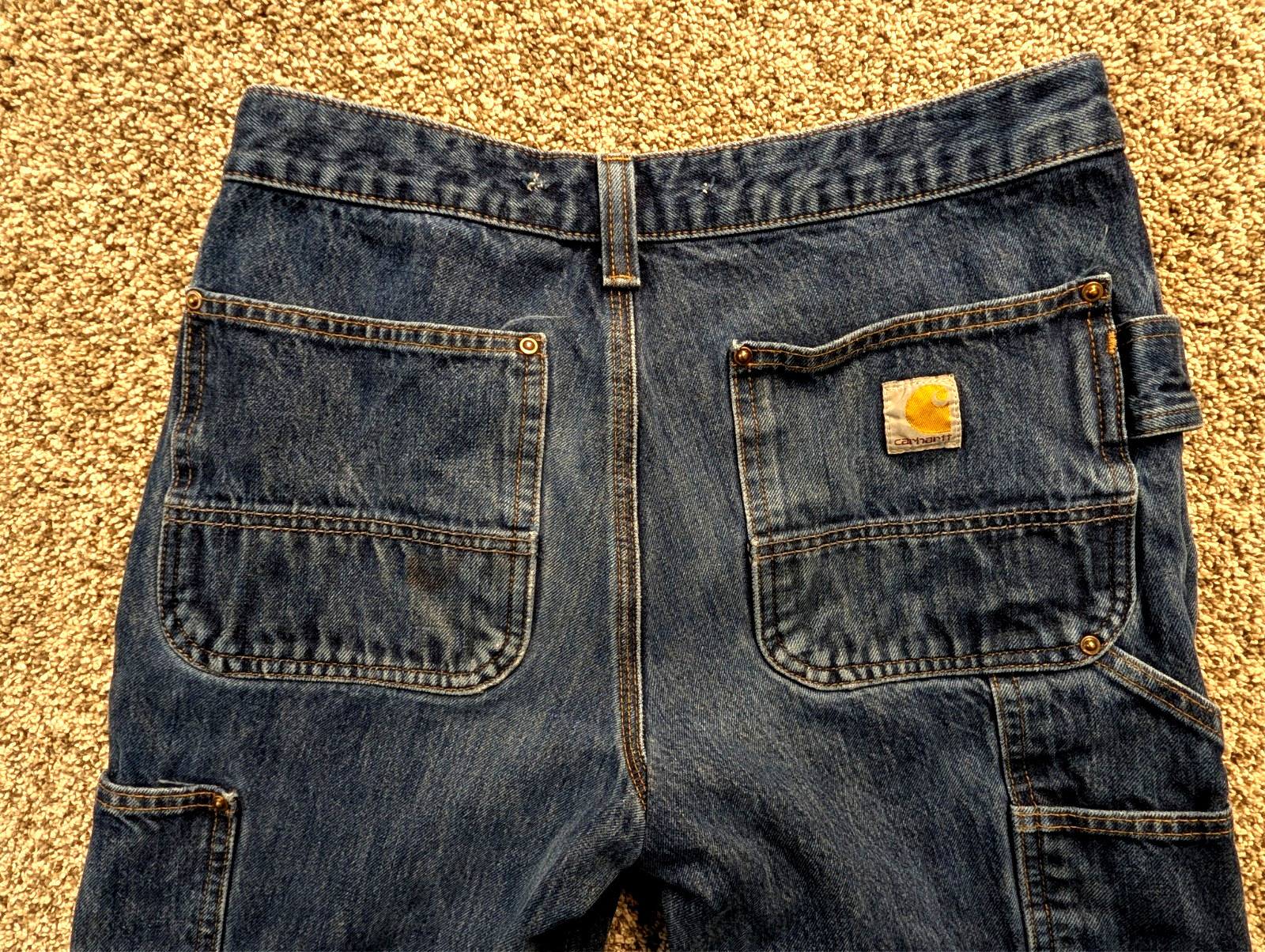 Carhartt Double Knee Jeans Mens 30x32 Distressed Dark Wash Relaxed Fit thumbnail 10