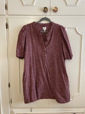 J.Crew Pink and Brown Popover Dress in Soft Brushed Flannel 100% Cotton Size S