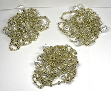 3 Christmas Tree Garland Gold Bead Clear Acrylic Facet Shatterproof 27ft Total