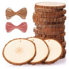 Fuyit Unfinished Wood Slices with Hole, Predrilled Wooden Circle for Crafts