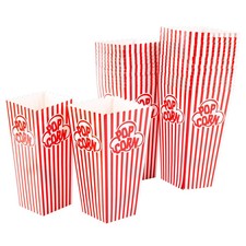 Popcorn Containers Boxes 40 Pack - Striped White and Red Cardboard - for Home
