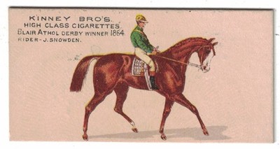 1890 J. Snowden Jockey & Blair Athol RACE HORSE Tobacco Card N229 Kinney