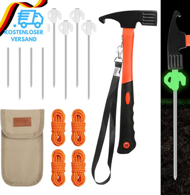 Zeltheringe 8 Stück Leuchtende Zelt Heringe Mit Multifunktions Camping Hammer Un