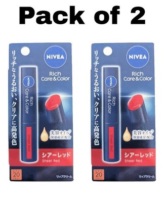 [US SELLER]NIVEA Rich Care&Color Lip Stick Sheer Red  SPF20 PA++ Made in Japan