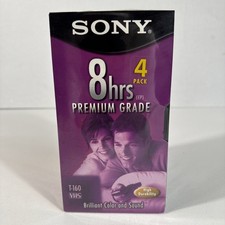 SONY T-160VL 4 Pack Premium 8hr Brilliant Color & Sound VCR VHS Cassette Tapes